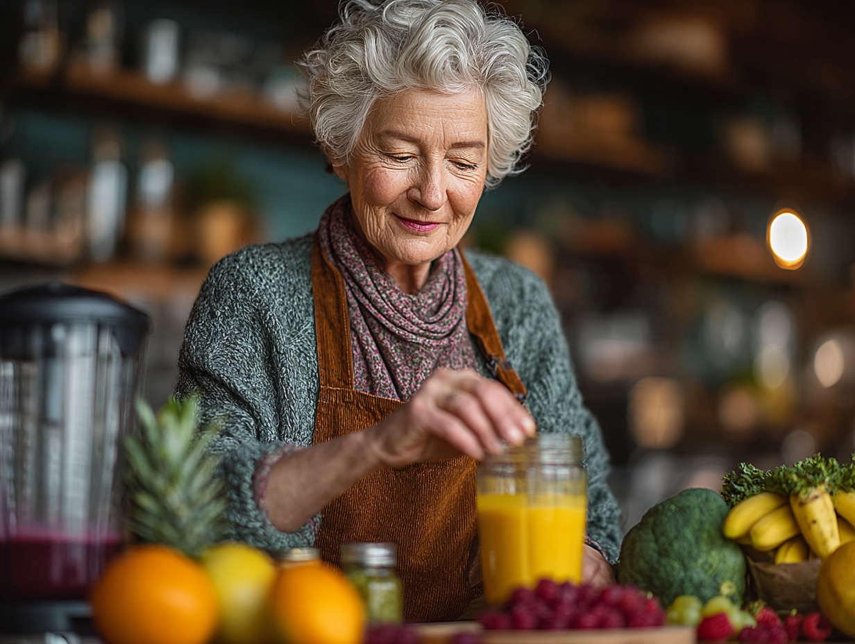 Чоловік середнього віку готує здорову їжу